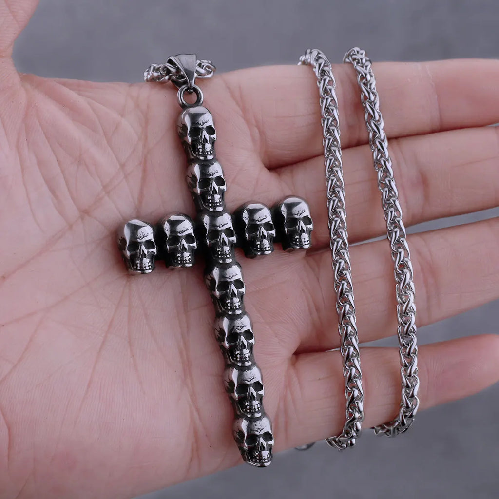 Neo-Gothic Skull Pendant Necklace — Stainless Steel