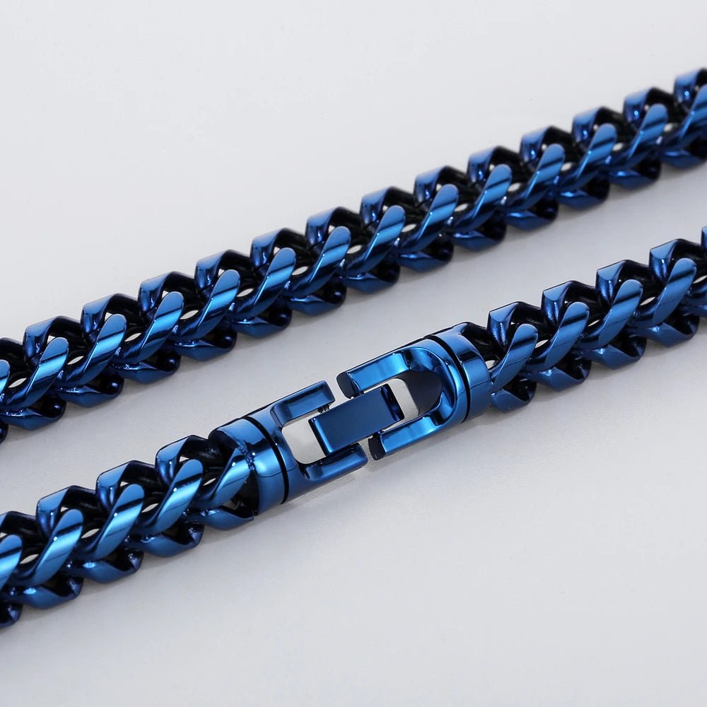 Hip-Hop Men's Necklaces Rainbow Gold Color 8/10MM Wide Stainless Steel Link Neck Chains for Men Birthday Jewelry Gift