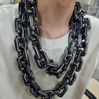 New Punk Big Acrylic Rectangle Chain Hip Hop Exaggeration Necklace Plastic Men Women Festival Carnival Performance