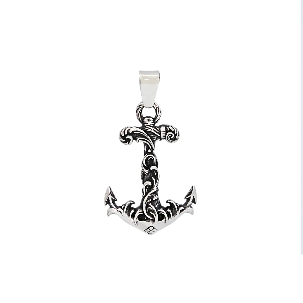 Anchor Compass Rudder Pendant — Stainless Steel