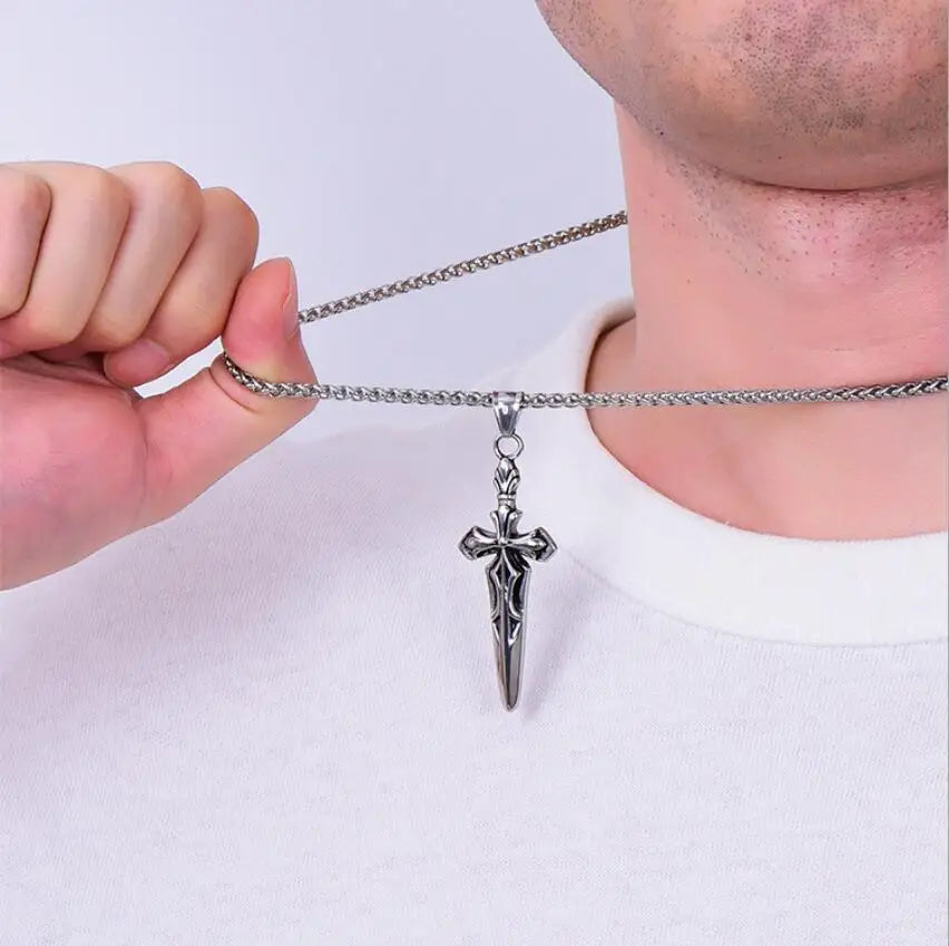 Cross Steel Pendant European American Versatile