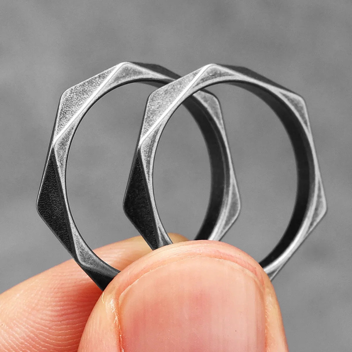 Rhombic Geometric Cut Minimalist Ring — Stainless Steel