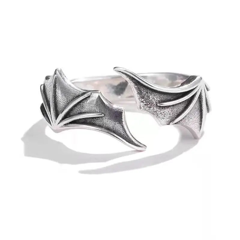 Retro Angel Demon Wings Open Ring for Women Couples Punk Gothic Adjustable Finger Jewelry Accessories Hip Hop Gifts