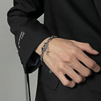 Hip Hop Black Crystal Bracelet Simple Cuban Chain Silver Color Stainless Steel Men Bracelet Retro Jewelry Trendy