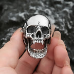 High Polish Gothic Vampire Skull Rings For Men Heavy Skull Stainless Steel Biker Ring Punk Motorcyclist Jewelry Gift