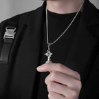Hip Hop Lava Cross Pendant Necklace For Man Woman Non Fading Titanium Steel Pendant Clavicle Sweater Chain New Couple Jewelry