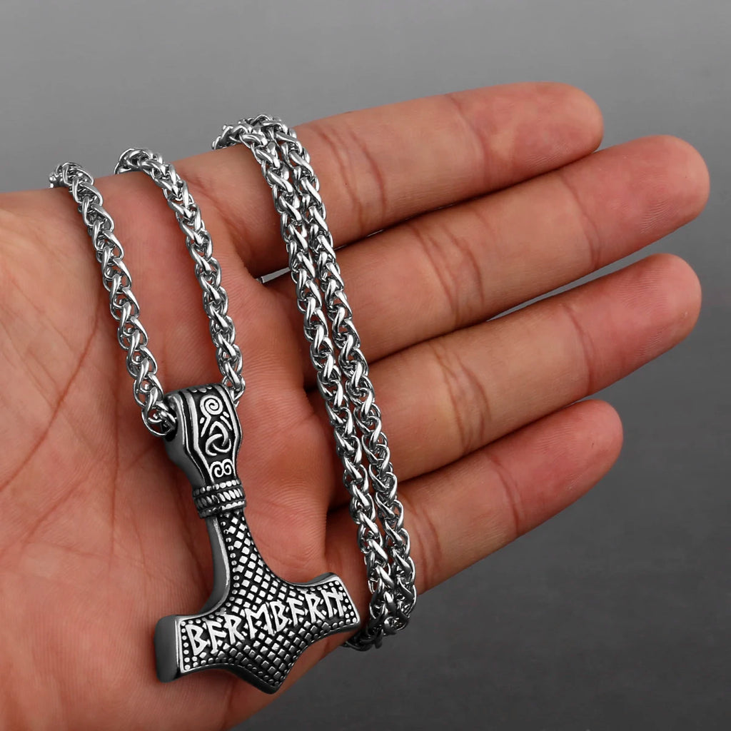 Original Viking Stainless Steel Thor Hammer Multiple Styles Domineering Unisex Necklace Pendant Boyfriend Gift