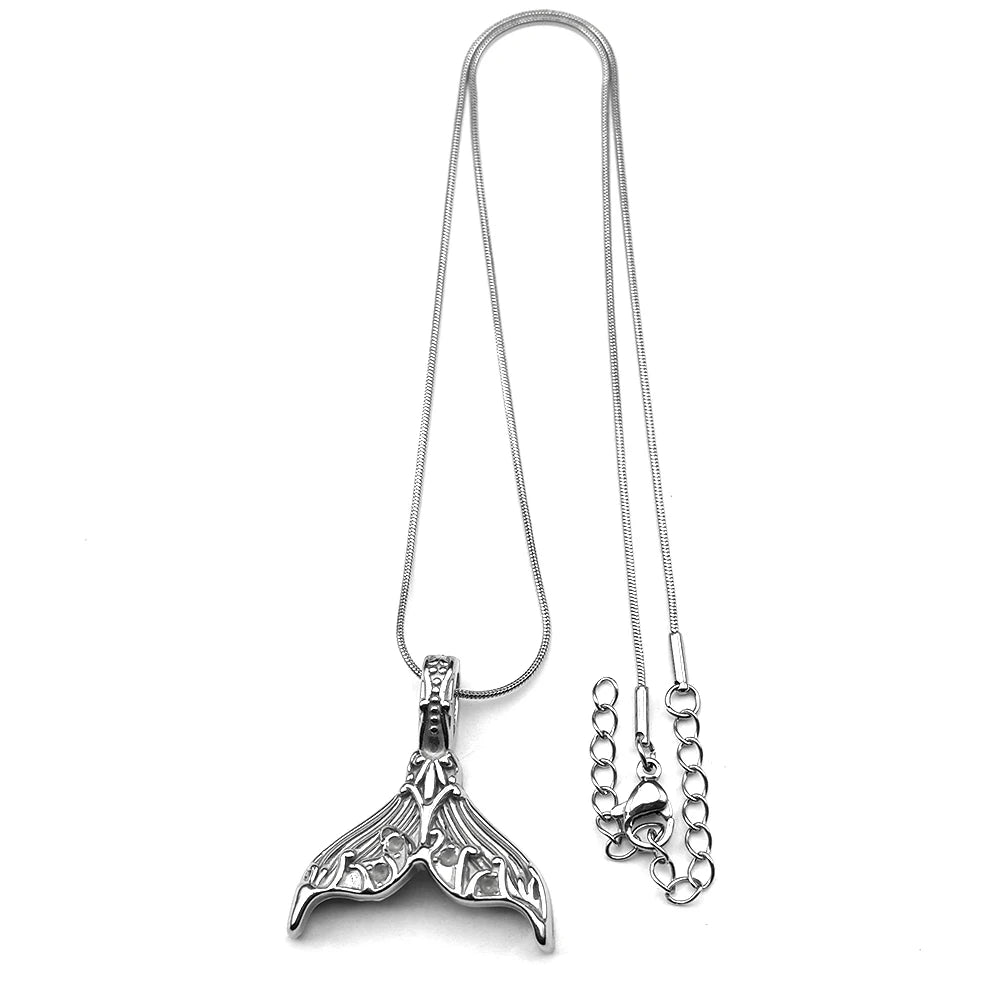 Whale Tail Pattern Pendant Necklace For Women Men Stainless Steel Silver Color  Hiphop Male Party Wedding Choker Jewelry Gifts
