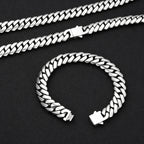 NUOYA Wholesale 12mm Stainless Steel Cuban Link Chain Bracelet High Polished Hip Hop Jewelry Gift for Men