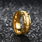 Brushed Double Groove Wedding Band Ring 8mm — Stainless Steel