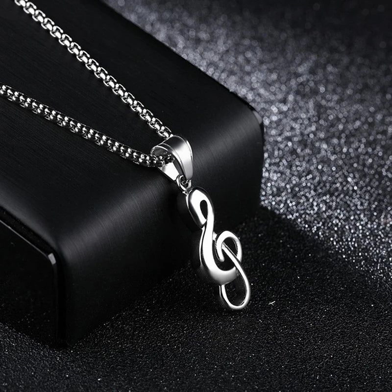 Gold Music Notation Box Chain Pendant Necklace