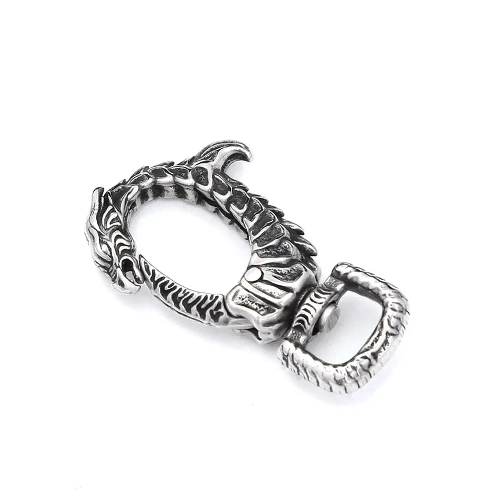 Viking Dragon Head Keychain — Stainless