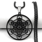 Yoga Hindu Buddhism 7 Chakra Stainless Steel Necklace Sacred Geometry Angel Seal Metatron Symbol Necklace Jewelry