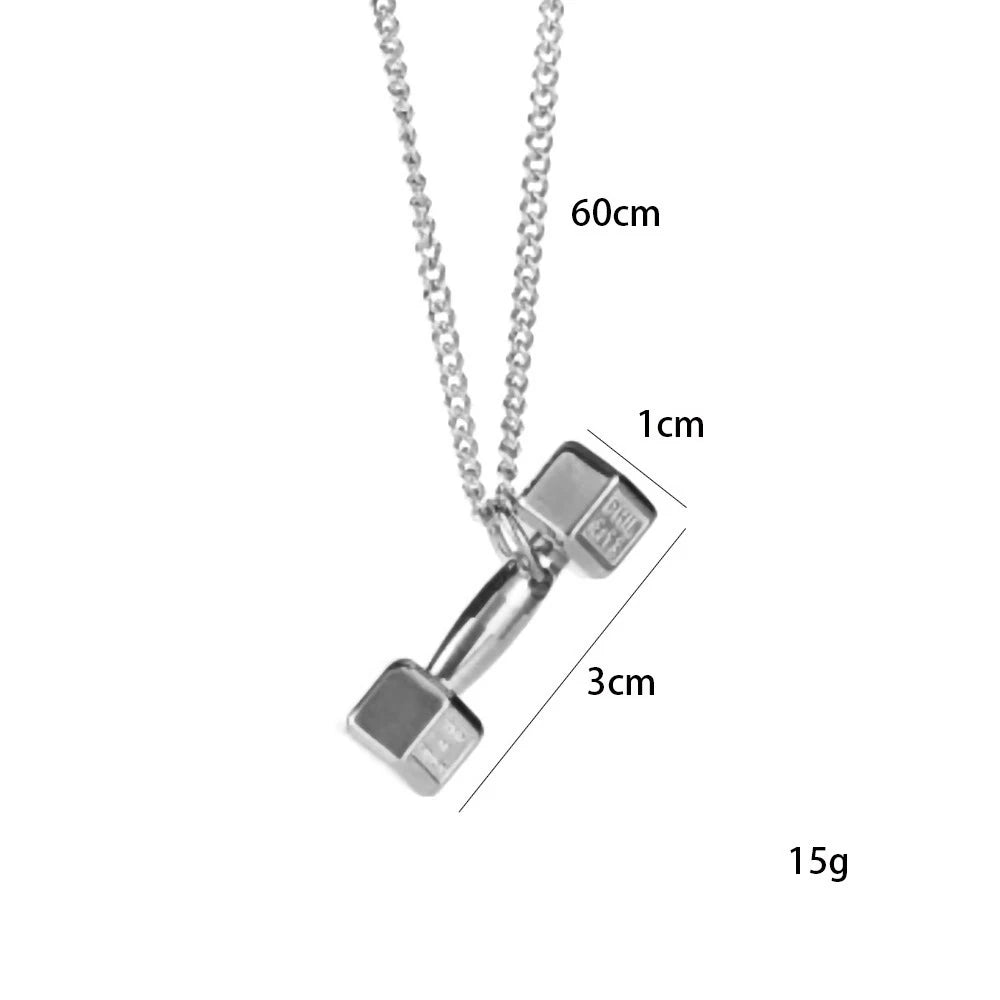 Silver Minimal Dumbbell Pendant Necklace