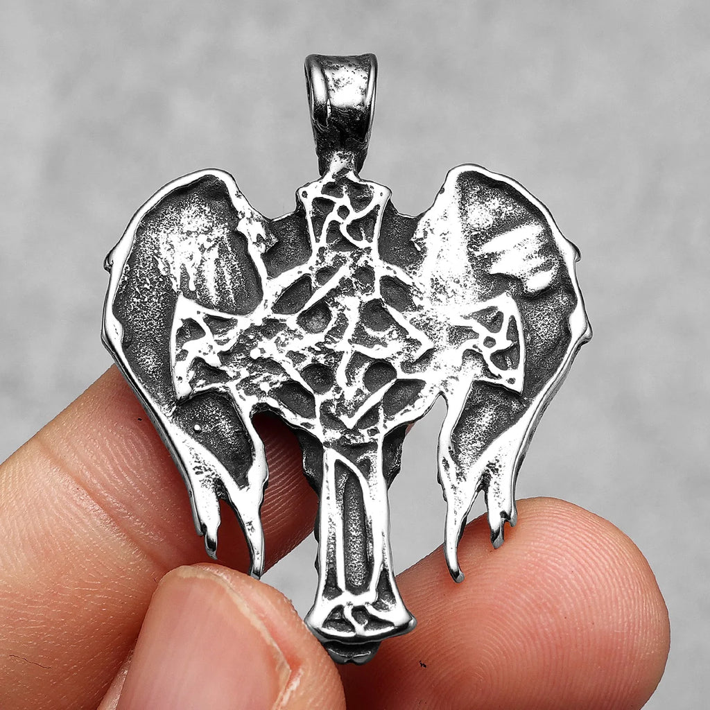 Archangel Pendant 316L Stainless Steel St.Michael Wings Necklaces Men Powerful Amulet Chain Punk Jewelry Best Gift Dropshipping