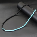 Stylish 6mm Stone Healing Necklace For Men 24 Inches Long Collar Stainless Steel Buckle Black White Yin Yang Bicolor