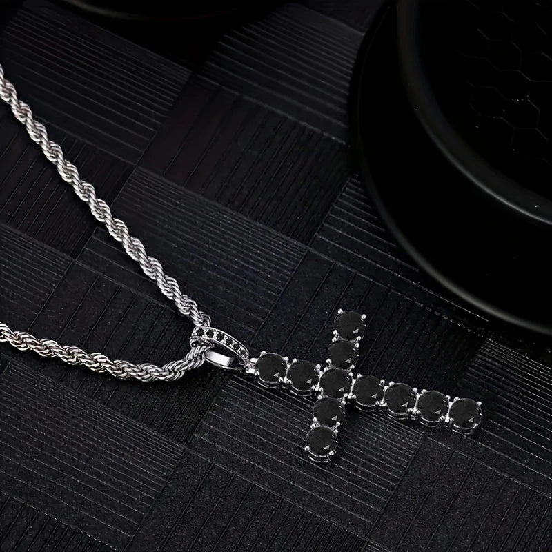 CAOSHI Four Color Available Cross Pendant Necklace for Women/Men Hip Hop Party Jewelry Fashion Brilliant CZ Stone