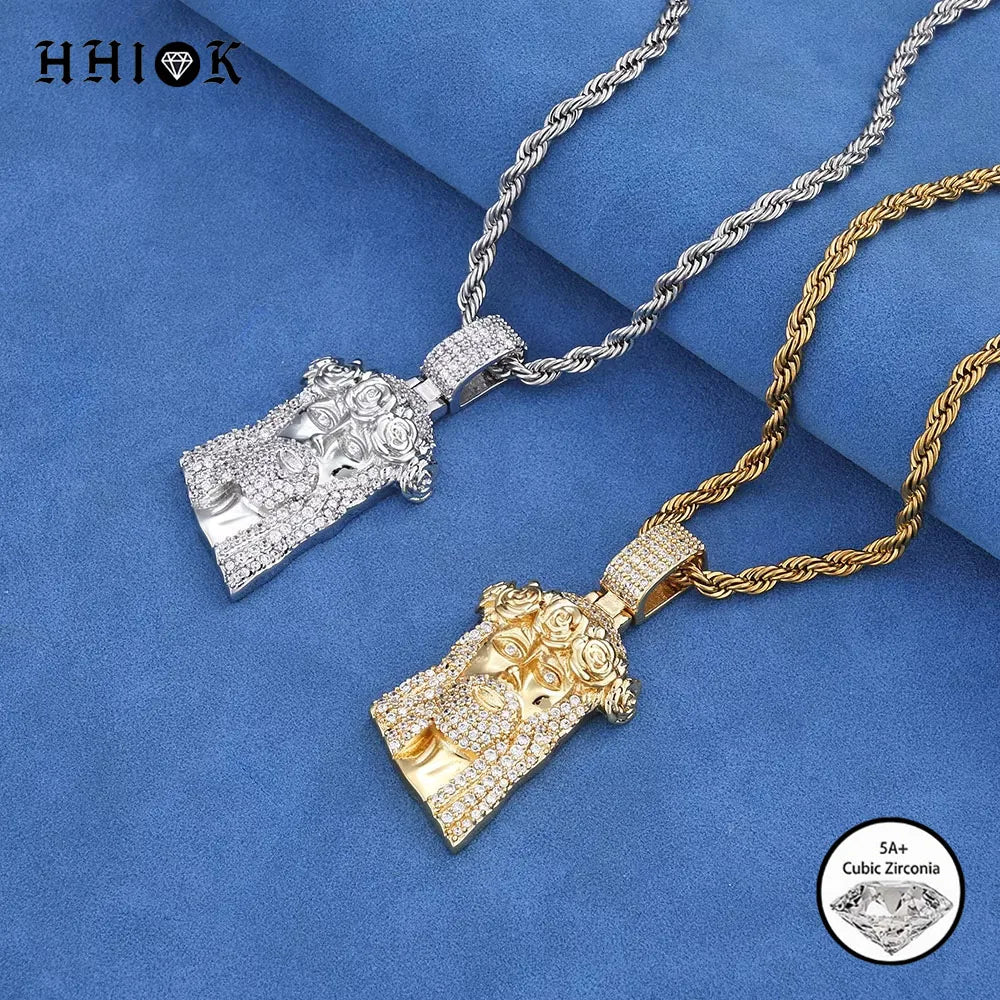 Jesus Face Thorn Crown Pendant Necklace — Iced Out