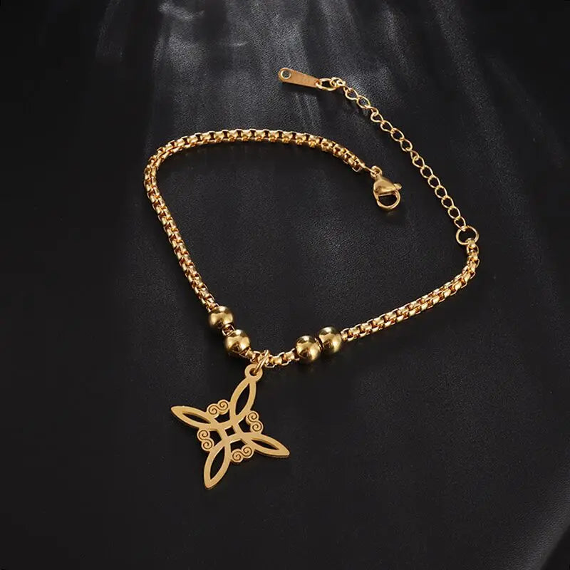 Witchcraft Witch Knot Necklace Irish Trinity Knot Triple Spiral Pendant Stainless Steel Ankh Cross Pentagram Amulet Jewelry