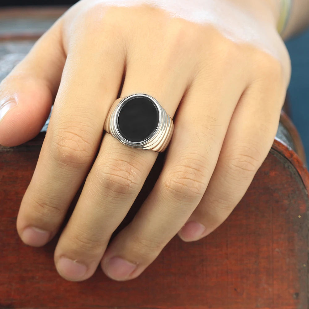 Corrugated Agate Ring — 925 Silver