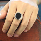 Corrugated Agate Ring — 925 Silver