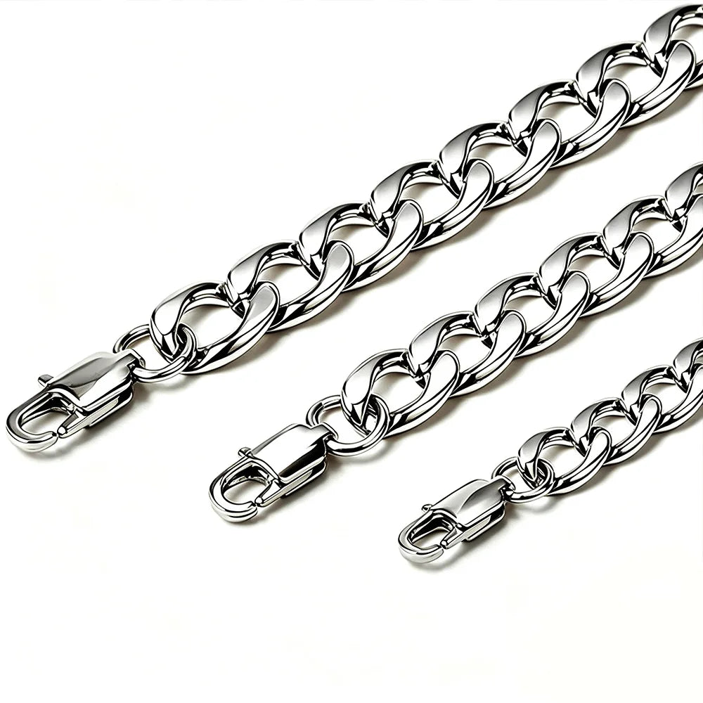 HNSP PVD Gold Plated 316L Stainless Steel Cuban Link Chain Necklace For Men Multi Size Thick Curb Chain Waterproof