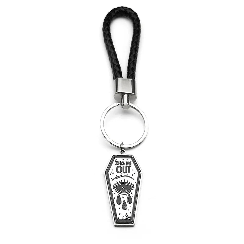Key Silver Ring Gothic Dark Punk Dig Out Coffin
