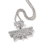 Iced Out Gold-Tone Street Pendant — Dollar 5A CZ Stainless Steel