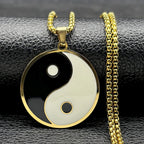 Yin Yang Statement Pendant Necklace — Stainless Steel