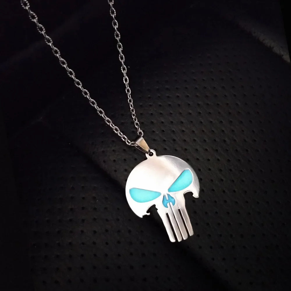 Gothic Dark Skull Stainless Steel Pendant Necklace