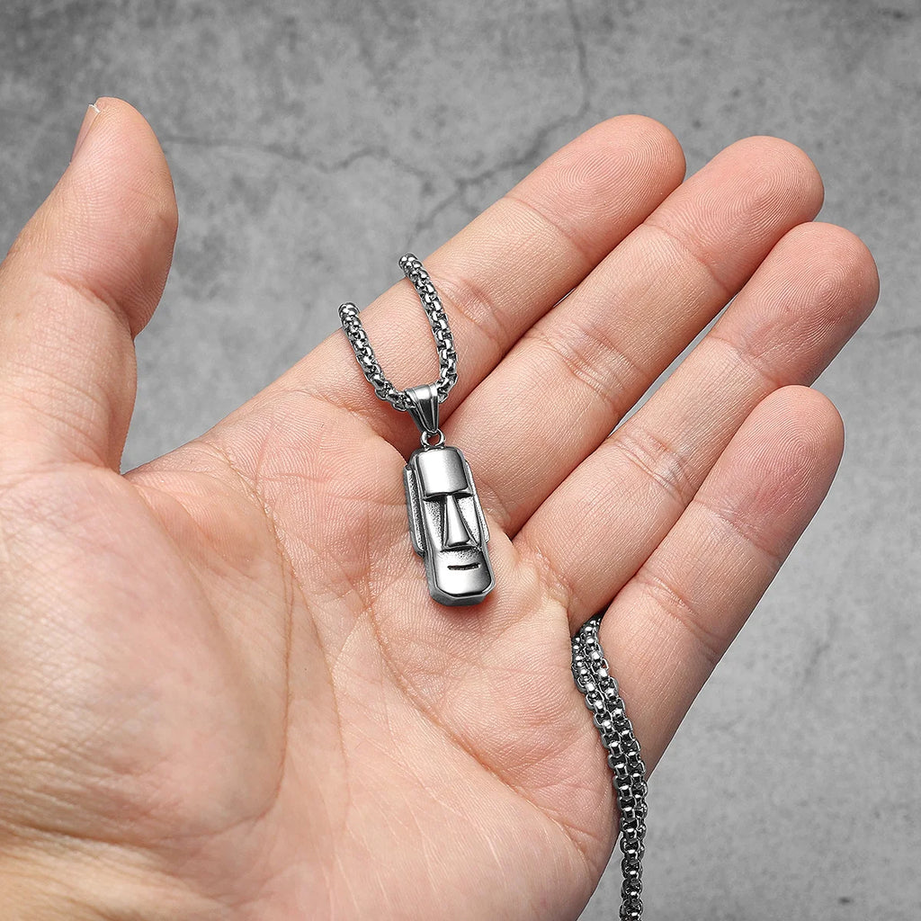 Moai Statue Pendant Necklace — Stainless Steel