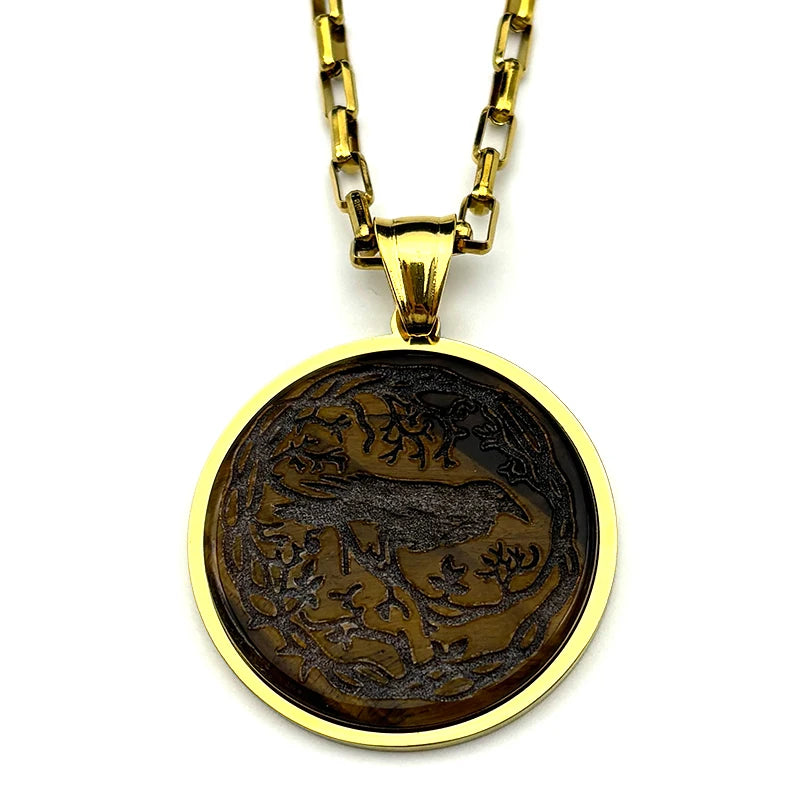 Tree Of Life Steel Pendant Gothic Crow Bird Raven