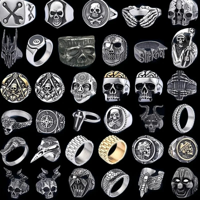 Multi Style Gothic Skull Rings Stainless Steel Fashion Personality Hip-hop Men Ring Biker Party Charm Jewelry Gift