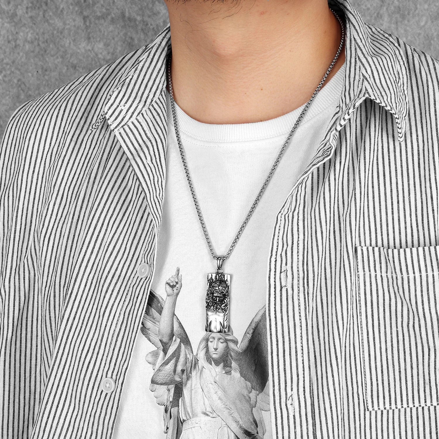 Jesus Pendant Necklace — Stainless Steel