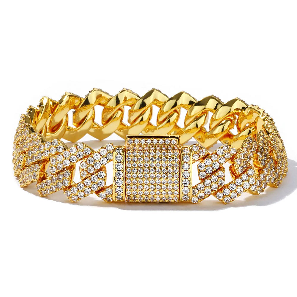 Iced Out Cuban Bracelet Stainless Steel 14MM Miami