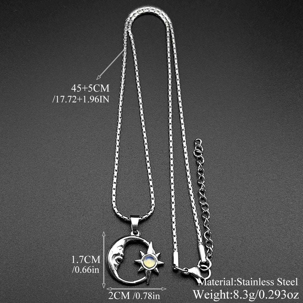 Moon Two-Tone Pendant Sun Goddess Opal Stone Spiritual