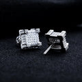 Iced Out Square Stud Earrings — 925 Silver
