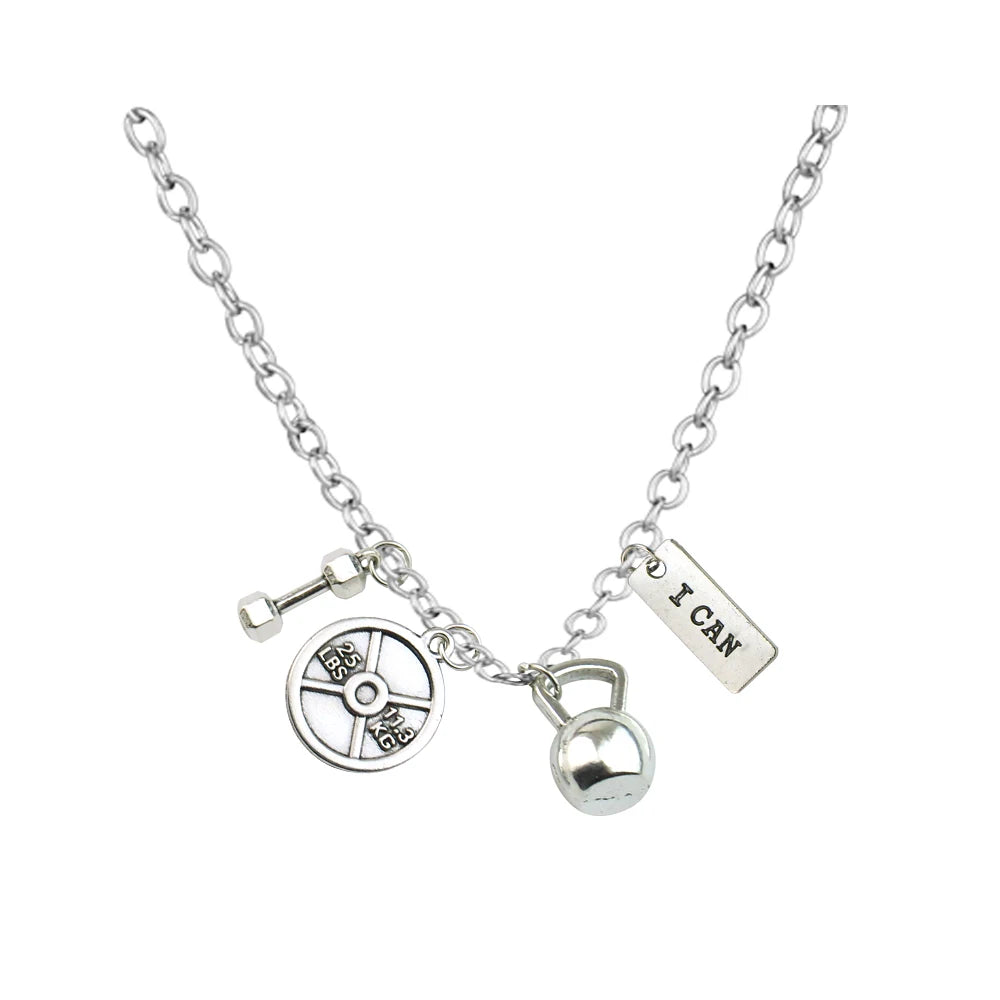 Weight Plate Dumbbell Pendant — Stainless Steel
