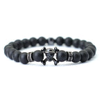 Noter Hiphop Men Bracelet Beaded 8mm Onyx Stone Braclet Wolf Lion Animal Braslet Punk Jewelry Pirate Skull Brazalete