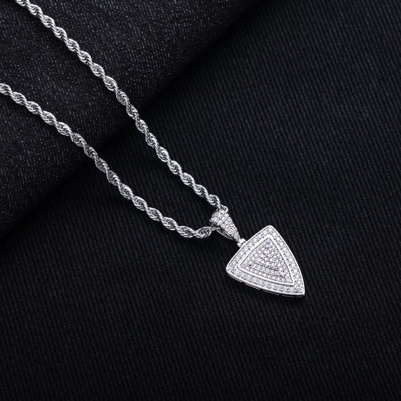 Iced Out Triangle Pendant — 14K Gold