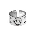 Rings for Men Women Retro Silver Color Jewelry Cute Smile Star Demon Pattern Ring Adjustable Trendy Gifts