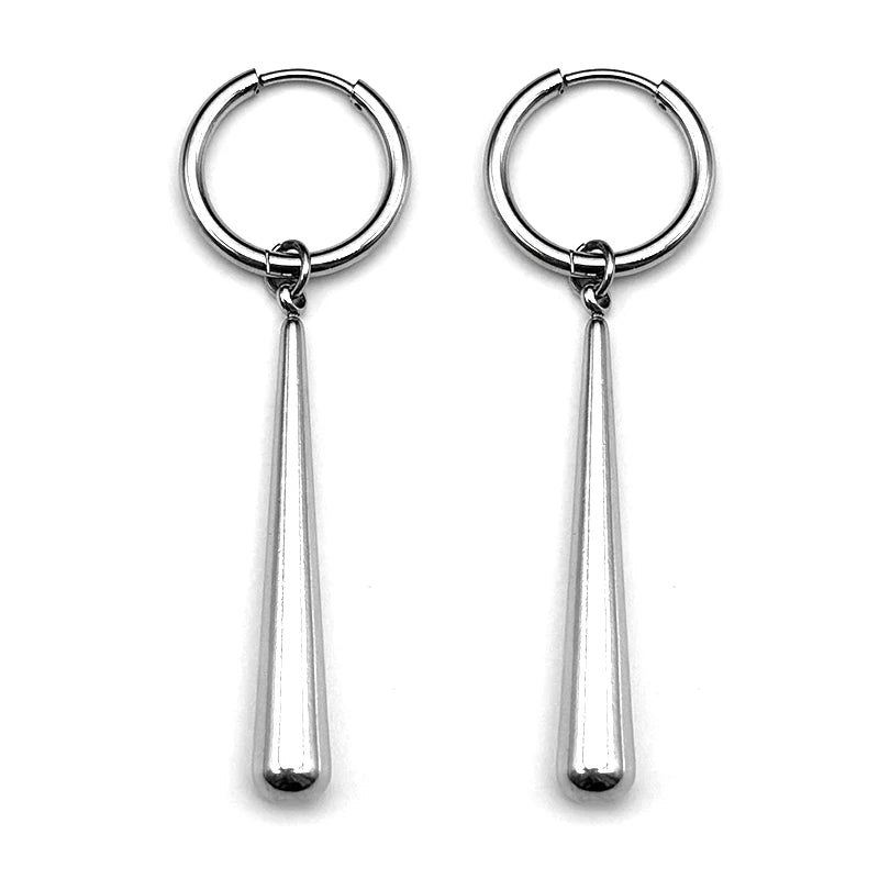 Spike Huggie Hoop Earrings Men Large Stainless Steel Spike Gothic Punk Emo Alternative Women Female Ear Rings Jewelry