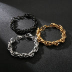 7/11mm Twisted Chain Bracelet for Men Woman Stainless Steel Charm Men's Wristband Gold Color Bangles Bracelets Jewelry