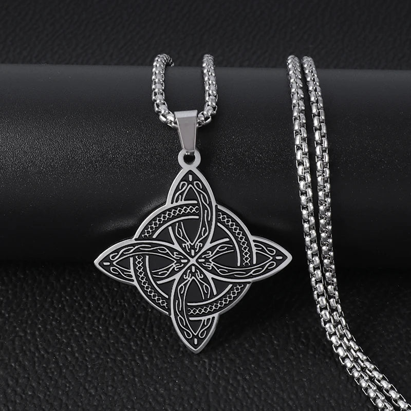 Celtic Witch Knot Pendant Necklace — Steel