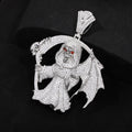 High Street Full Diamond Grim Reaper Pendant Necklace Plated Hip Hop Outfit Trendy Accessory For Men Women