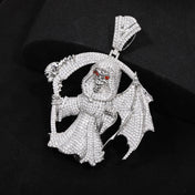Iced Out Grim Reaper Skull Pendant Necklace — Gold