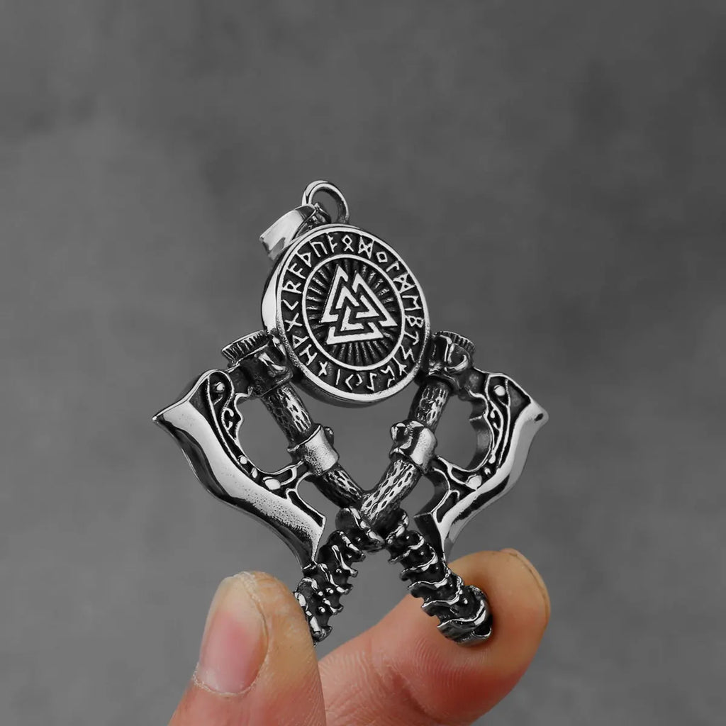 Viking Steel Pendant 316L Double Axe Vintage