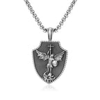Stainless Steel Jesus Cross Charm Viking Necklace Men's Shield Dragon Slayer Amulet Pendant Saint Nicholas Juvenile