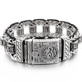 Religious Man Bracelet Stainless Steel 22MM Width Buddhist Scriptures Link Men's Bracelets Leather Wristband On Hand