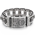 Religious Man Bracelet Stainless Steel 22MM Width Buddhist Scriptures Link Men's Bracelets Leather Wristband On Hand